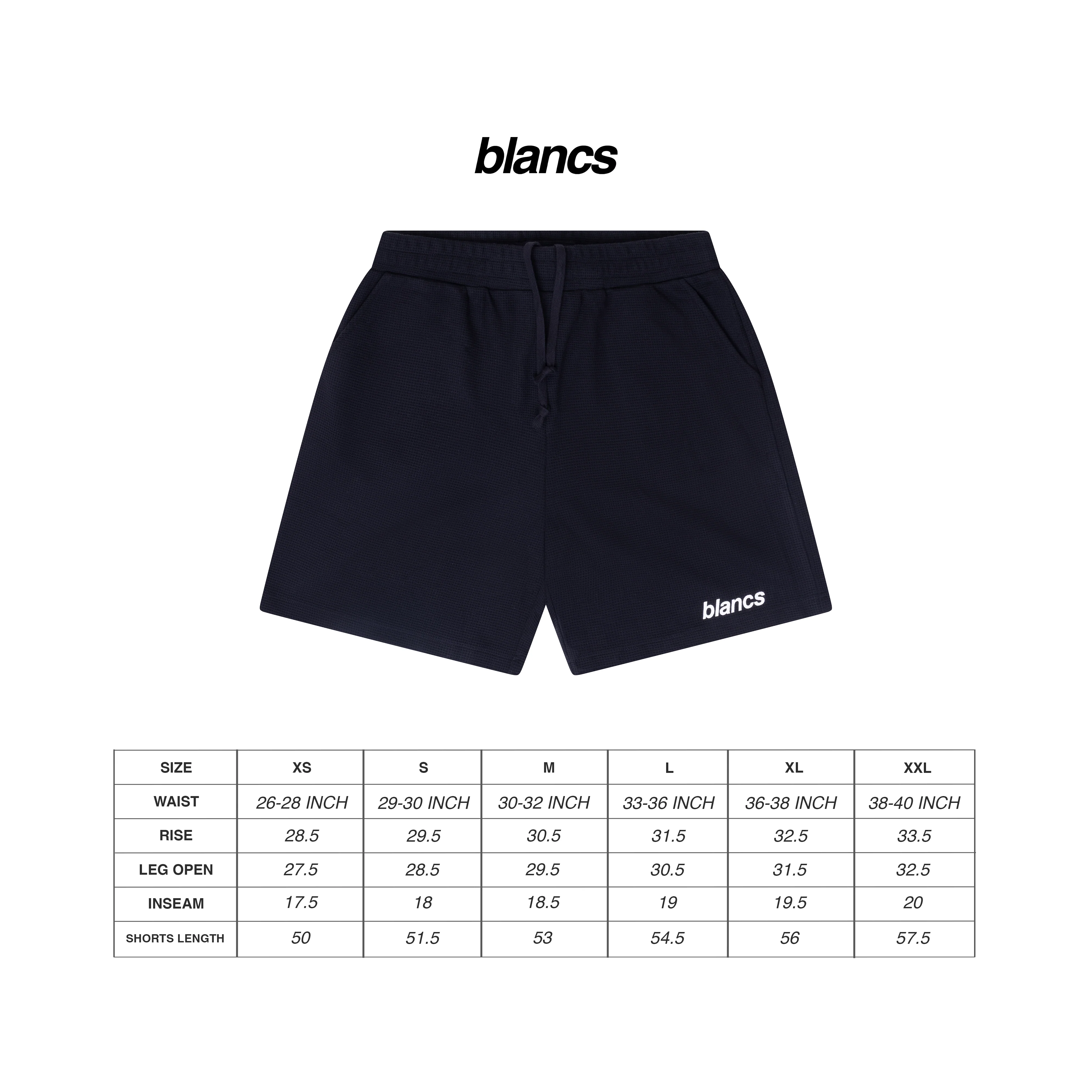BLANCS WAFFLE SHORTS - BLACK - Image 3