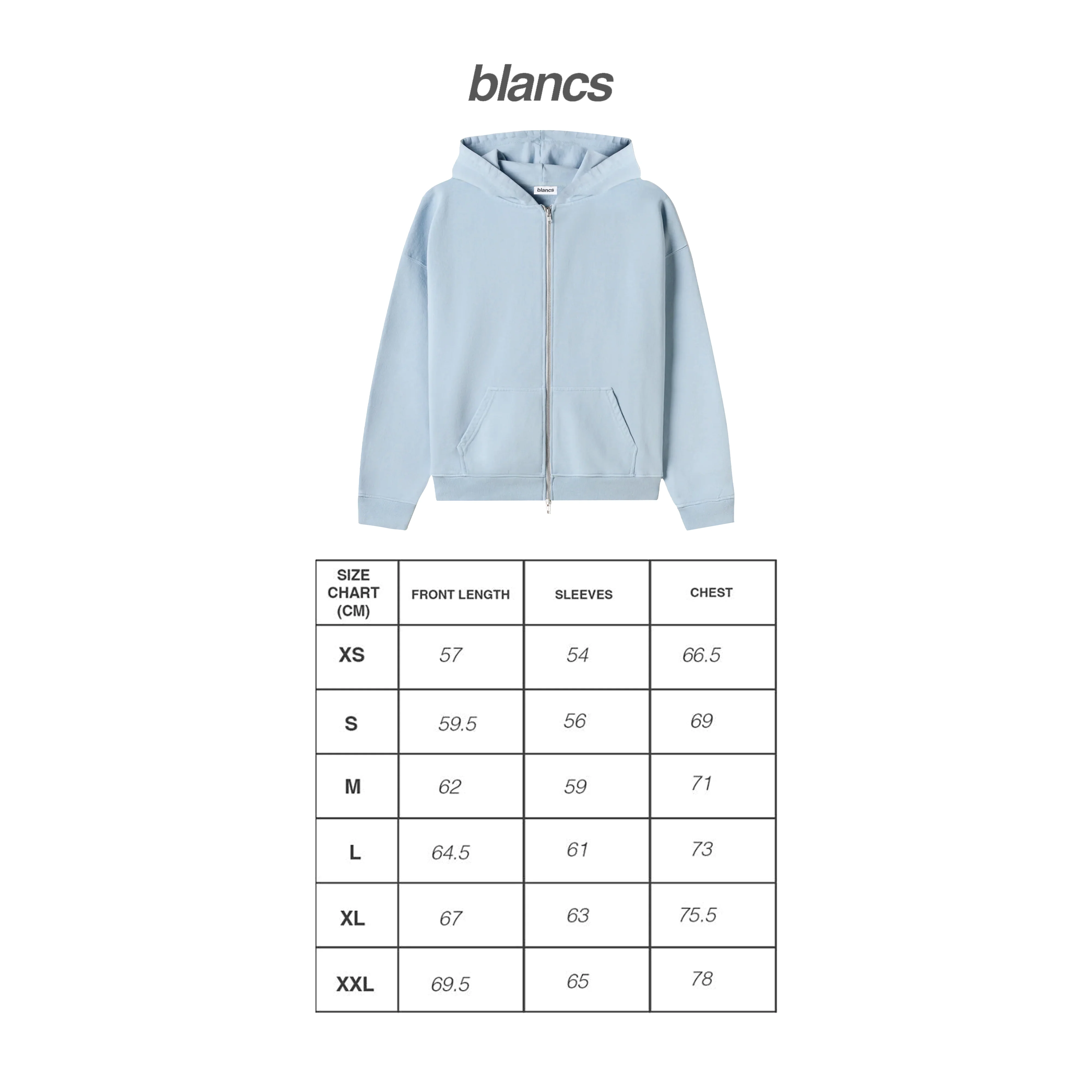 BLANCS ZIP HOODIE - BABY BLUE - Image 4