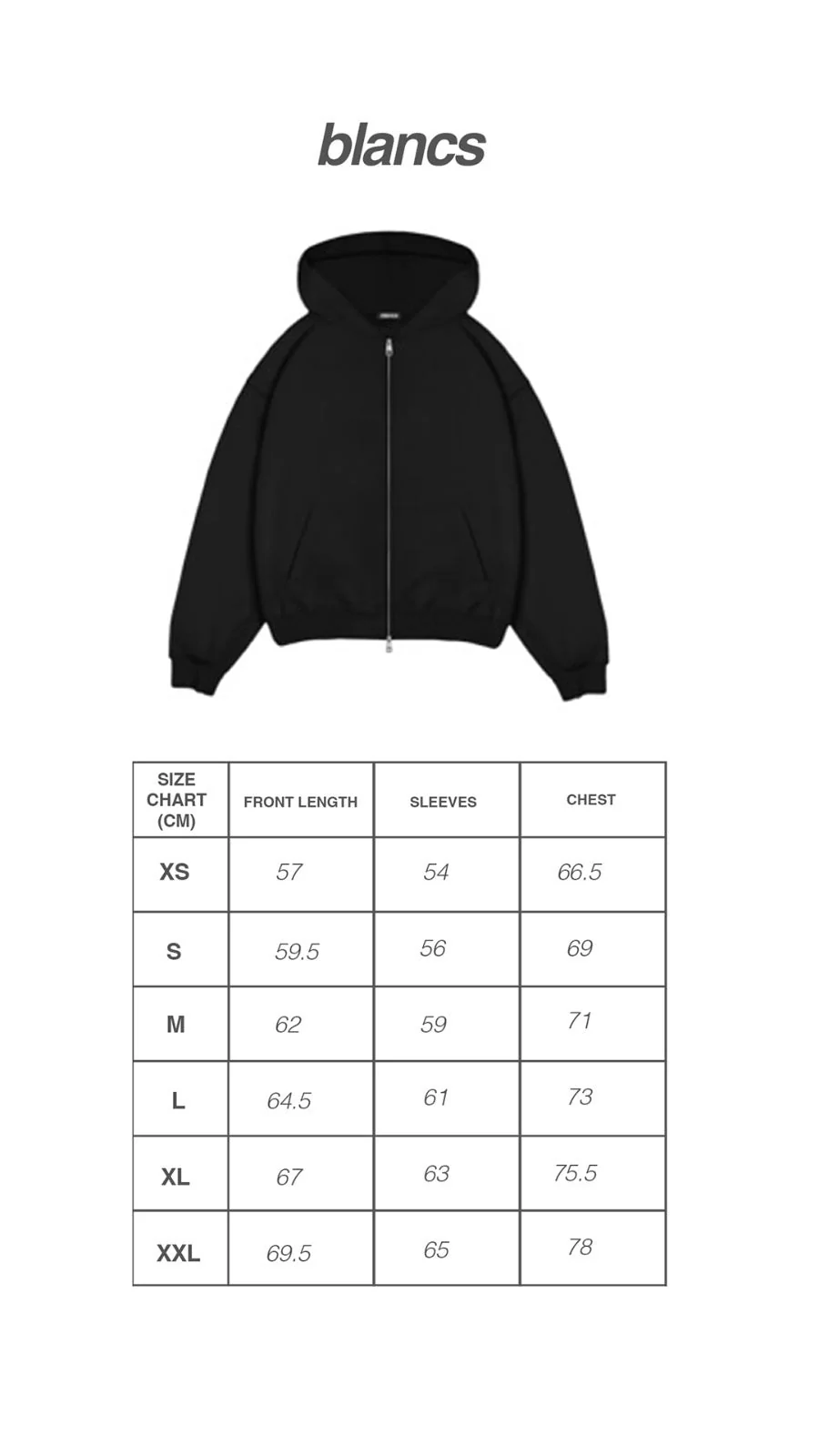 BLANCS ZIP HOODIE - BLACK - Image 4