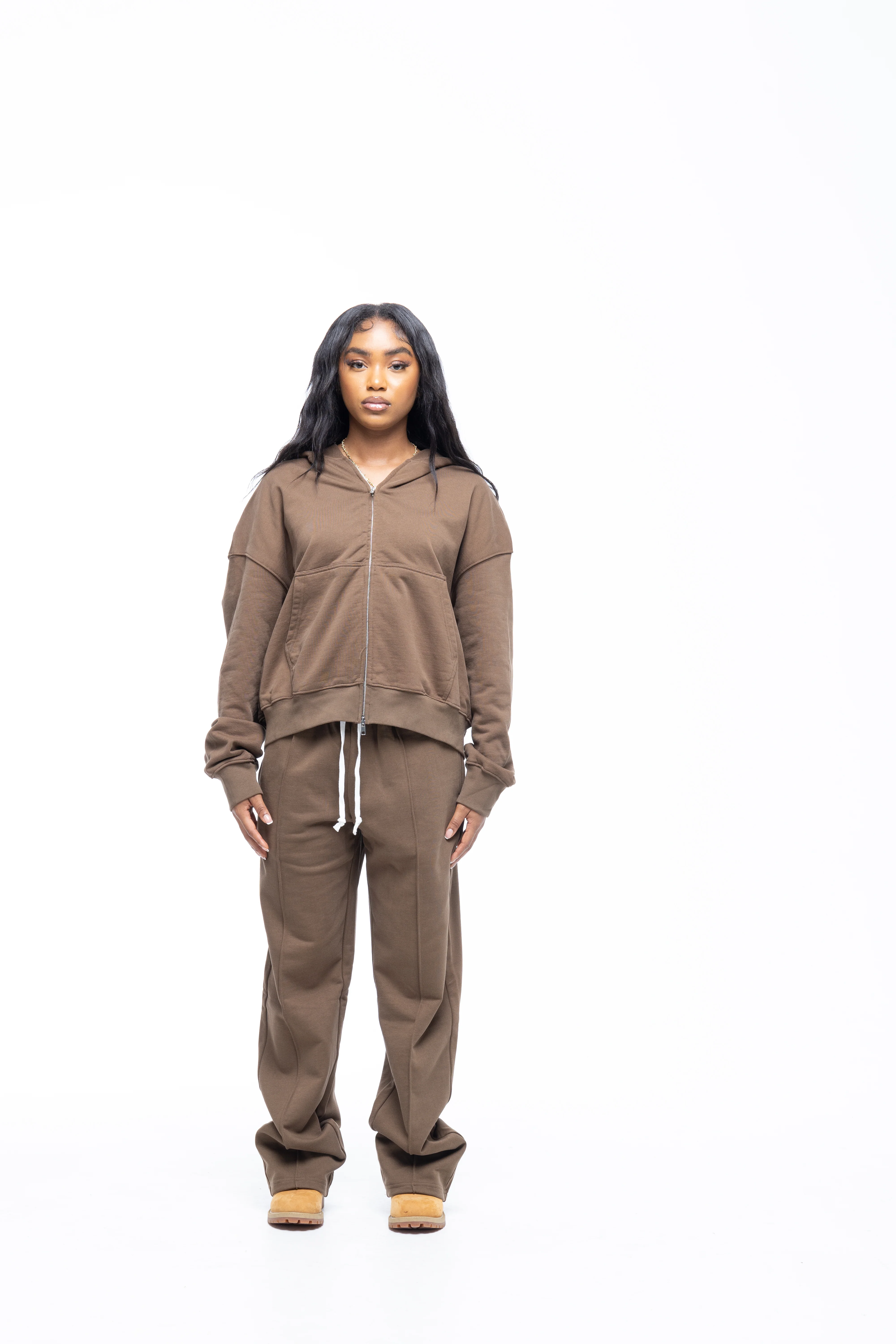 BLANCS ZIP HOODIE - BROWN - Image 3