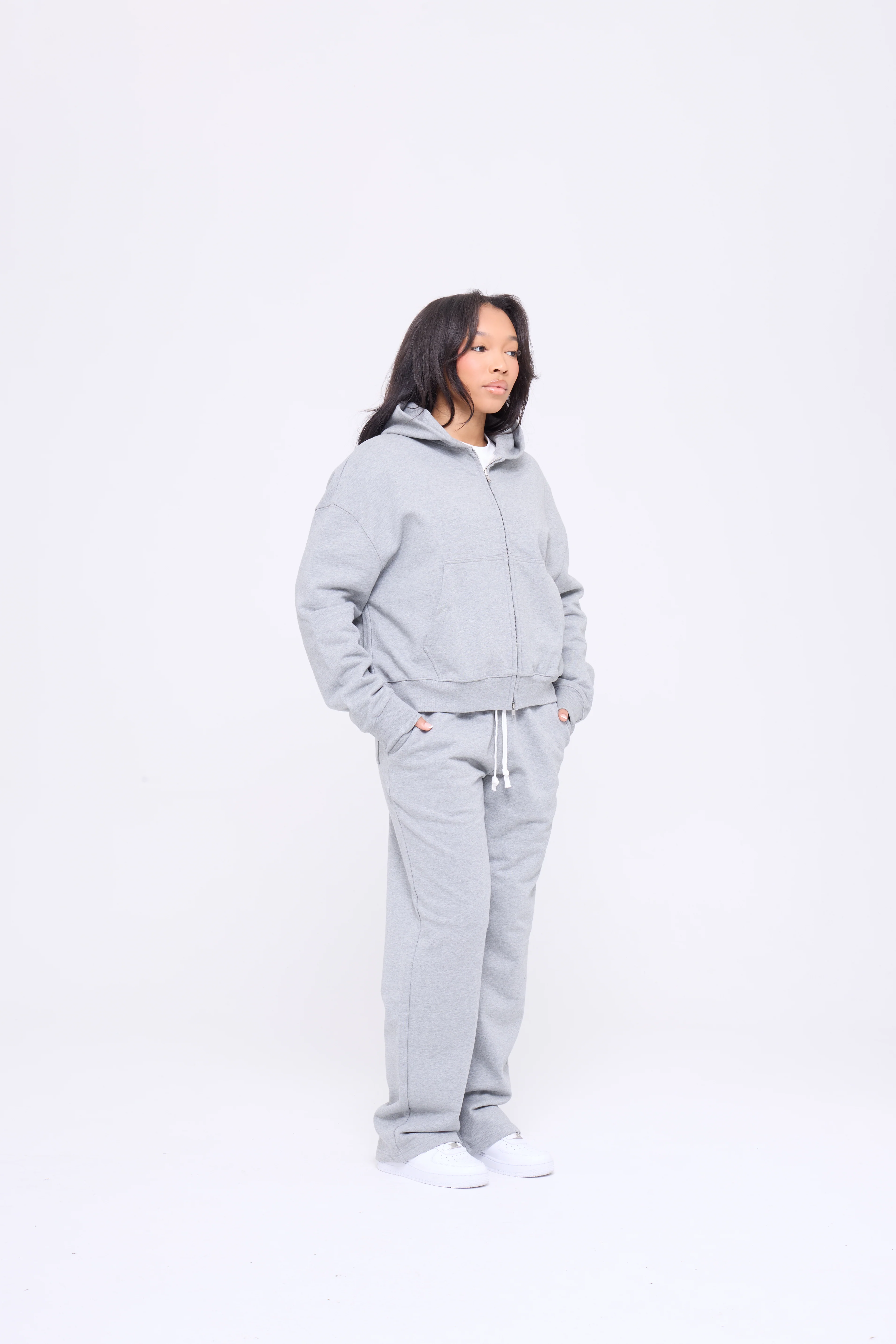 BLANCS ZIP HOODIE V2 - DARK HEATHER GREY - Image 3