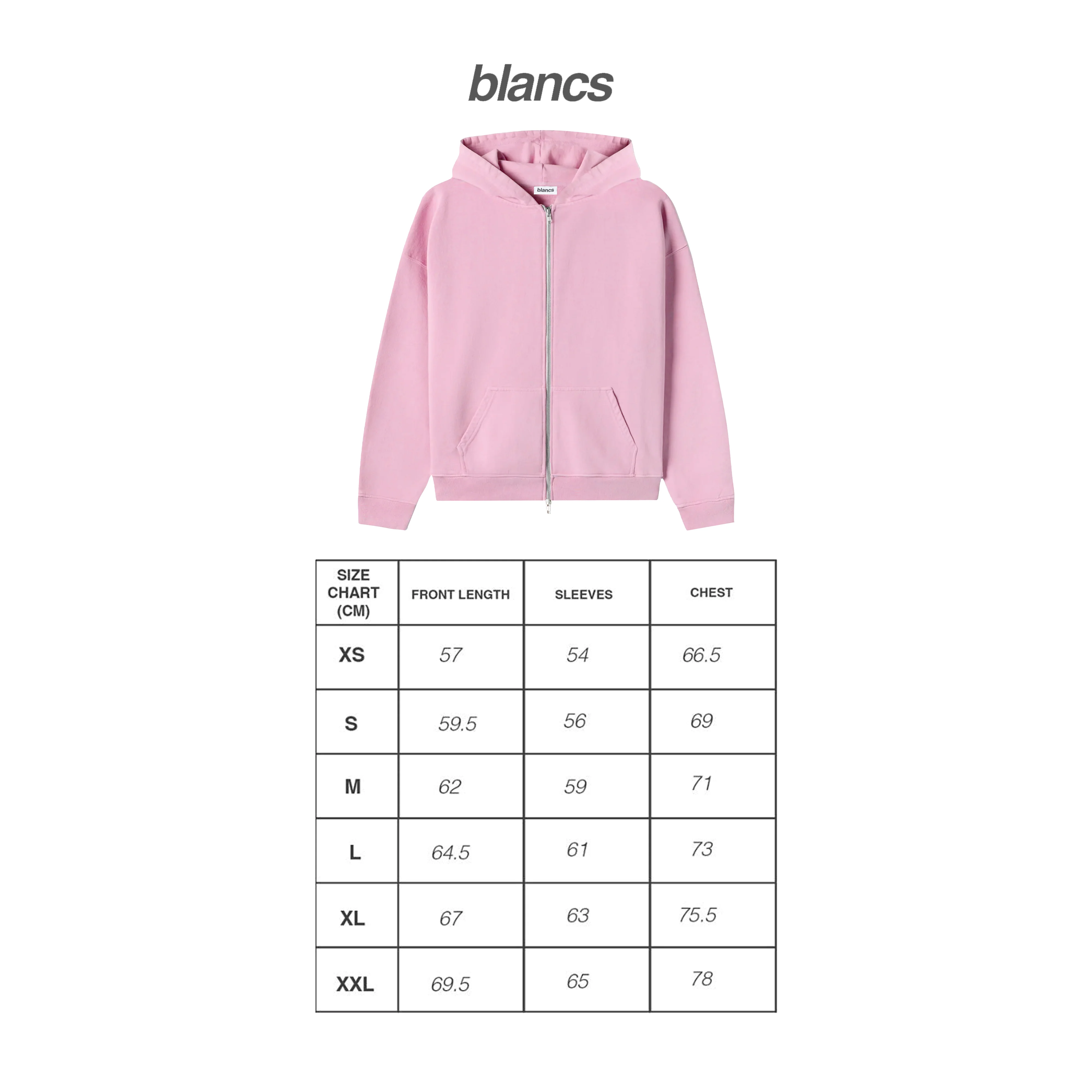 BLANCS ZIP HOODIE - PINK - Image 4