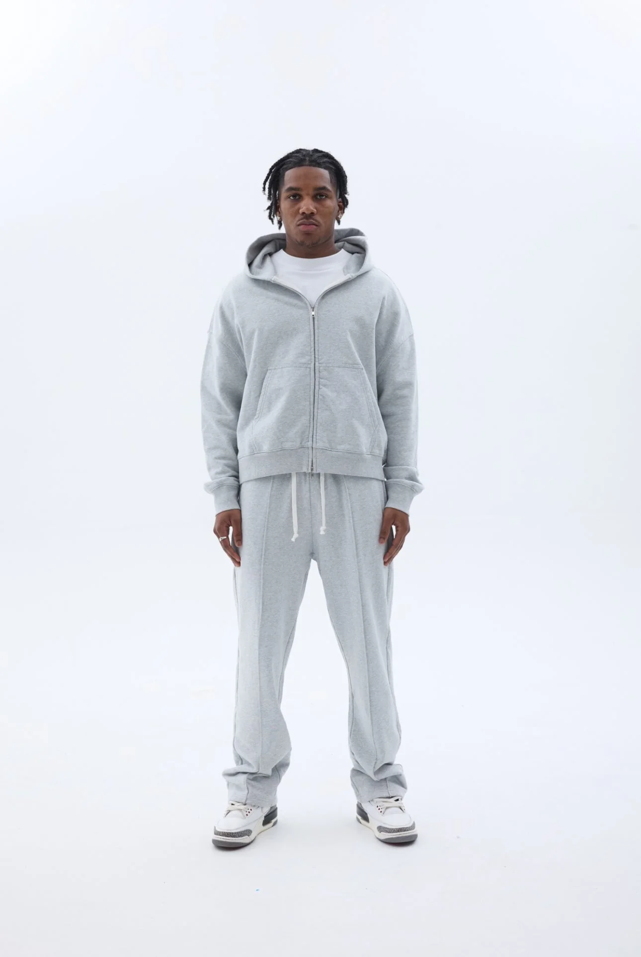 BLANCS ZIP HOODIE - GREY - Image 3