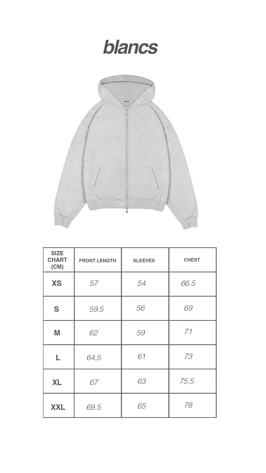 BLANCS ZIP HOODIE - GREY - Image 5