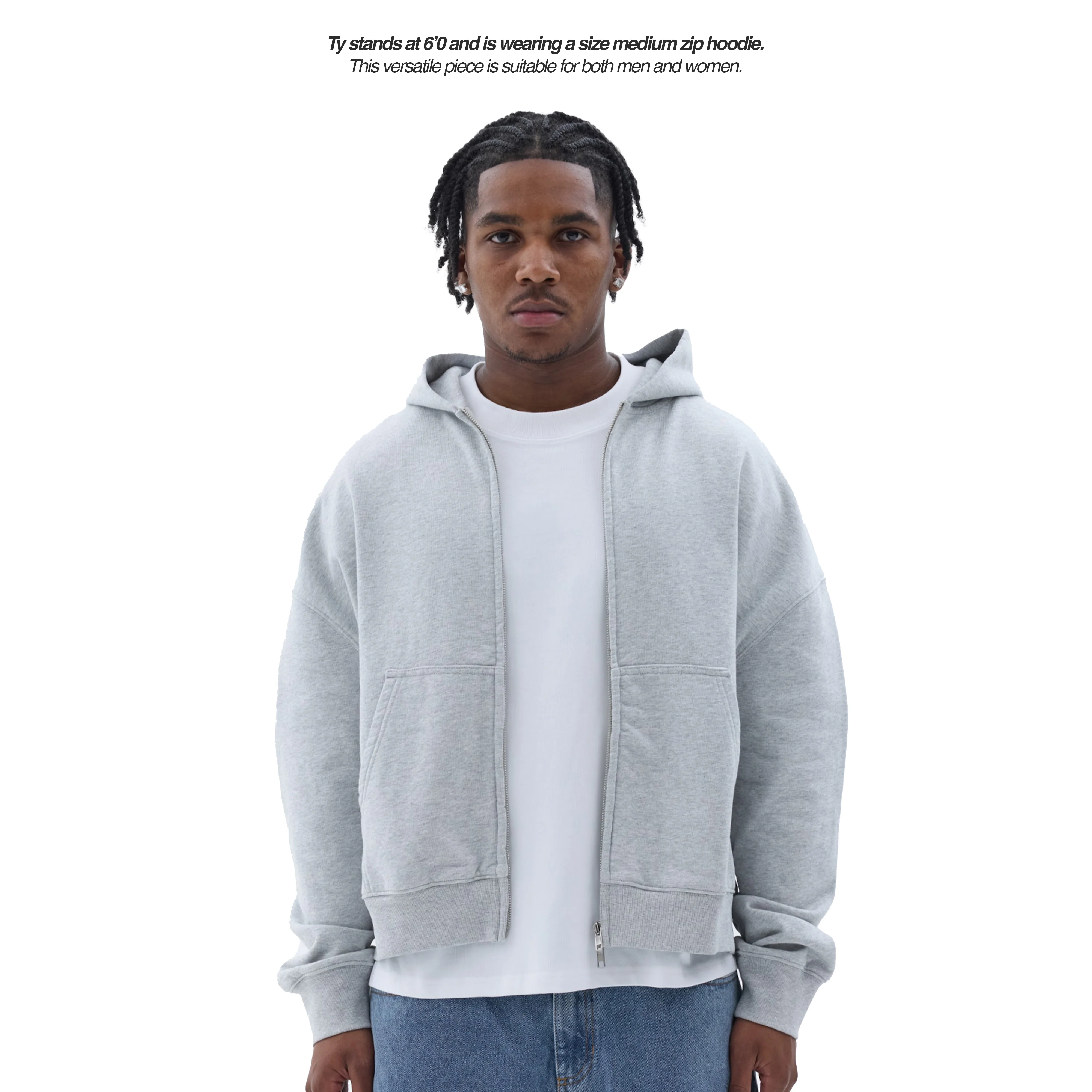 BLANCS ZIP HOODIE - GREY - Image 6