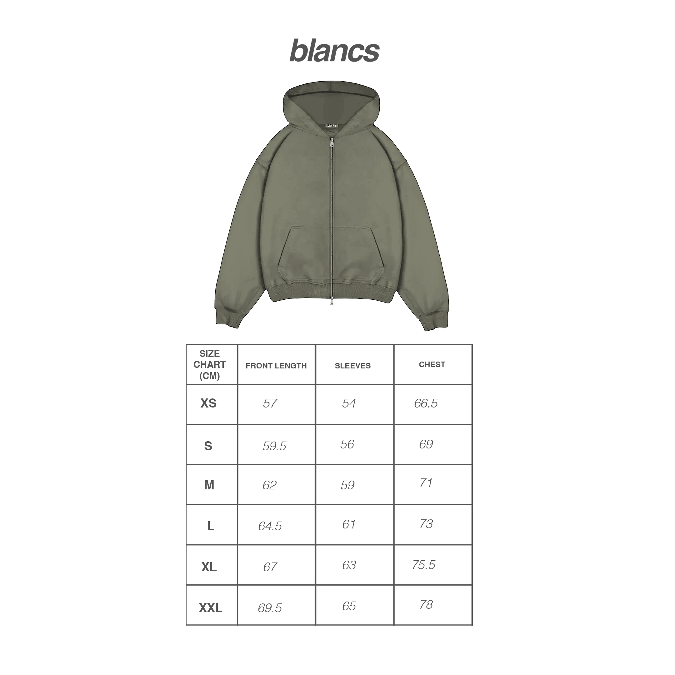 BLANCS ZIP HOODIE V2 - KHAKI - Image 3