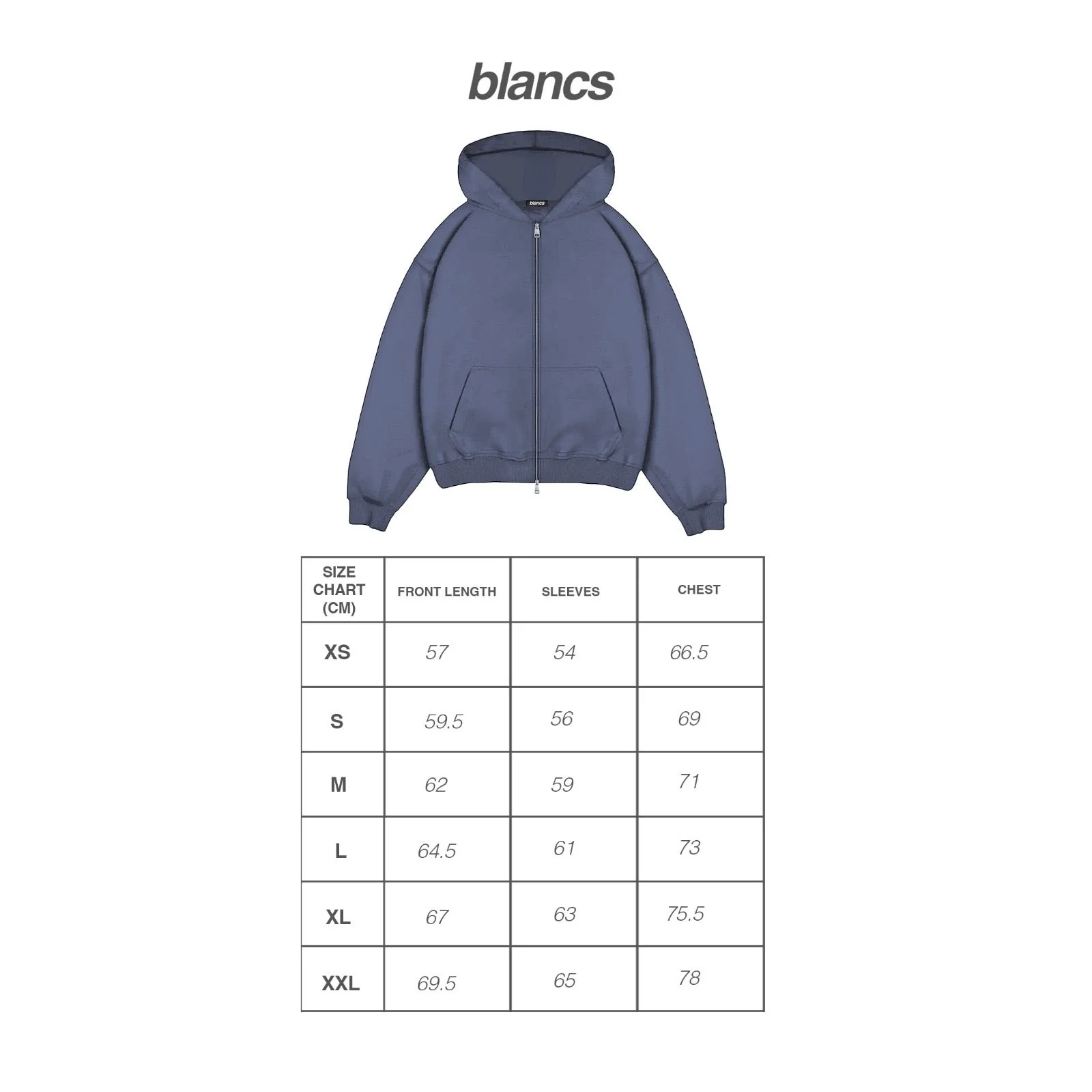 BLANCS ZIP HOODIE - NAVY - Image 5