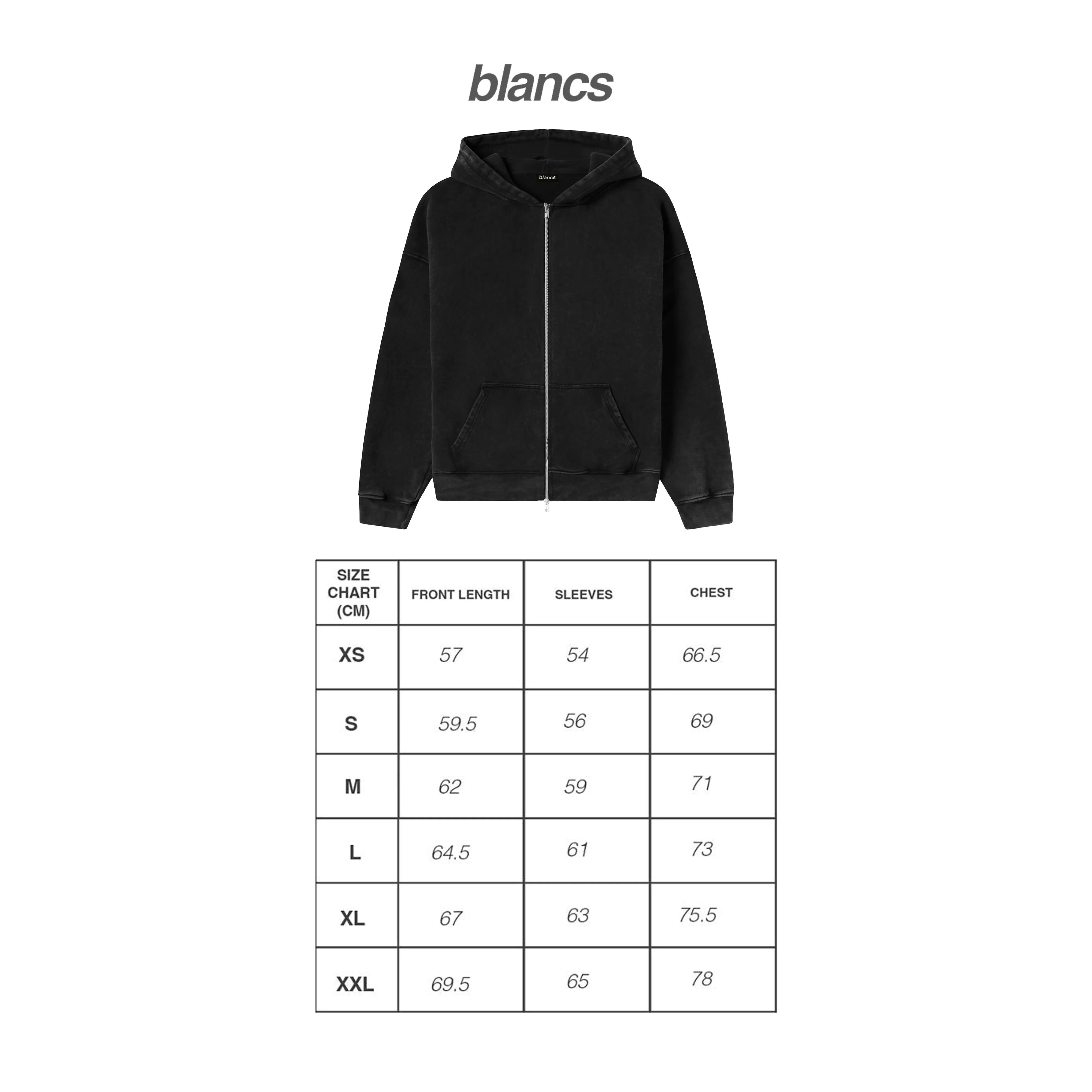 BLANCS ZIP HOODIE - WASHED BLACK - Image 5